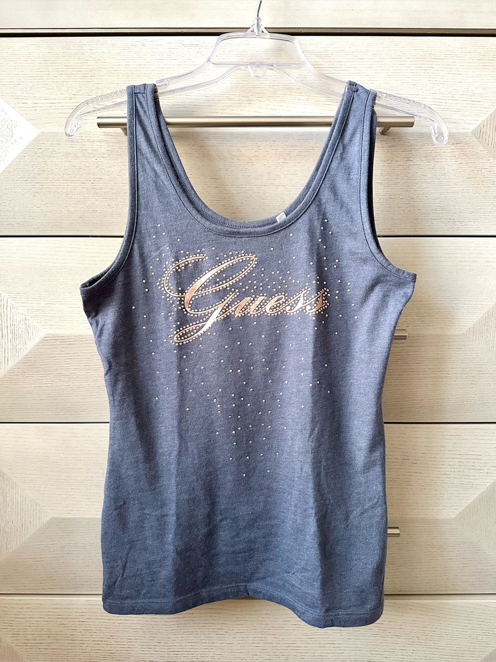 GUESS Gray Studded Logo Tank Top - Size M